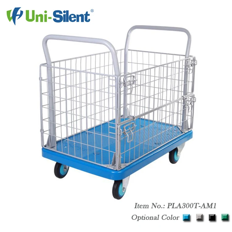 Uni-Silent 300kg Mesh Trolley Material Handling Delivery Hand Truck Cart PLA300T-AM1