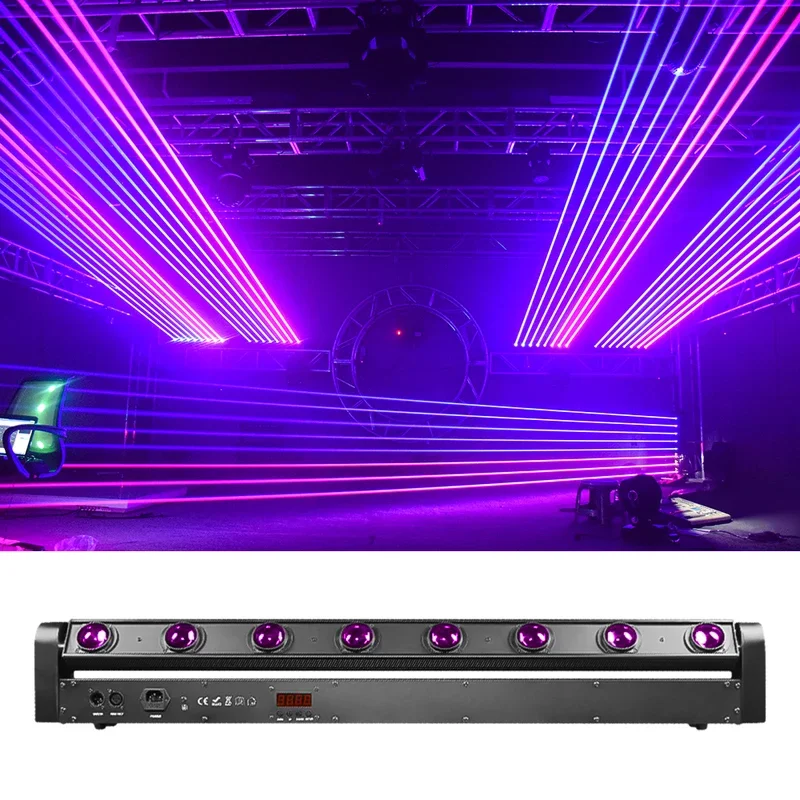 

8 Eyes LED Beam Moving Head Lights 9/38 DMX512 Controller RGBW Multicolor Beam Light Effect Lighting for DJ DISCO Wedding Party