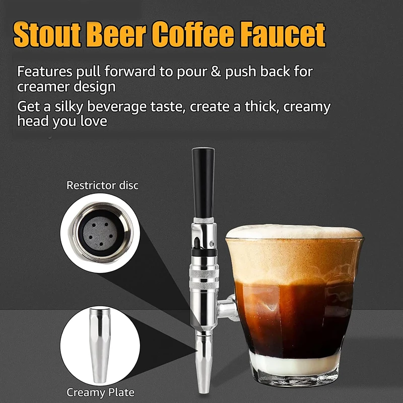 Nitro Cold Brew Faucet Coffee Tap,Stainless Steel Kegging Tap for Stout Beer,Creamy Cascade Effect,For Kegerator & Coffee System - view 3