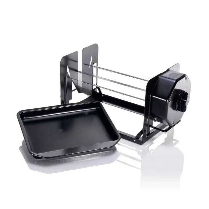 Portable folding mechanical 360-degree automatic rotation barbecue grill barbecue artifact, unplugged battery, no fuel