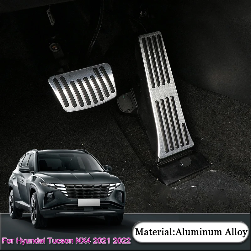 

For Hyundai Tucson 2021 2022 AT Car Styling Interior Aluminum Accelerator Pedal Gas Brake Pad Non-slip Mat Cover Car Accessories