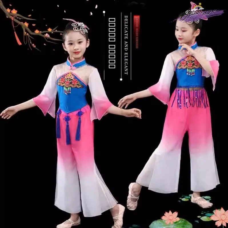 Traje de Danza Infantil de Flor de Jazmín, Vestuario Artístico para Danza del Arroz, Novedad de Verano