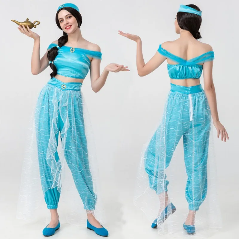 

Halloween Costume for Adult Women Sexy Aladdin Jasmine Princess Costume Magic Lamp Role-playing Stage Costume Ladies Gifts