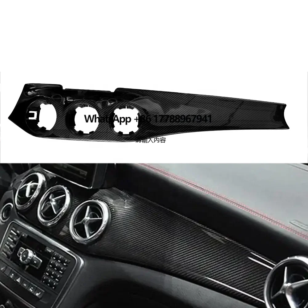 

3 Vents Hole Carbon Fiber Interior Kits Car Dashboard Cover Replacement Style for Mercedes Benz GLA 2016-2019