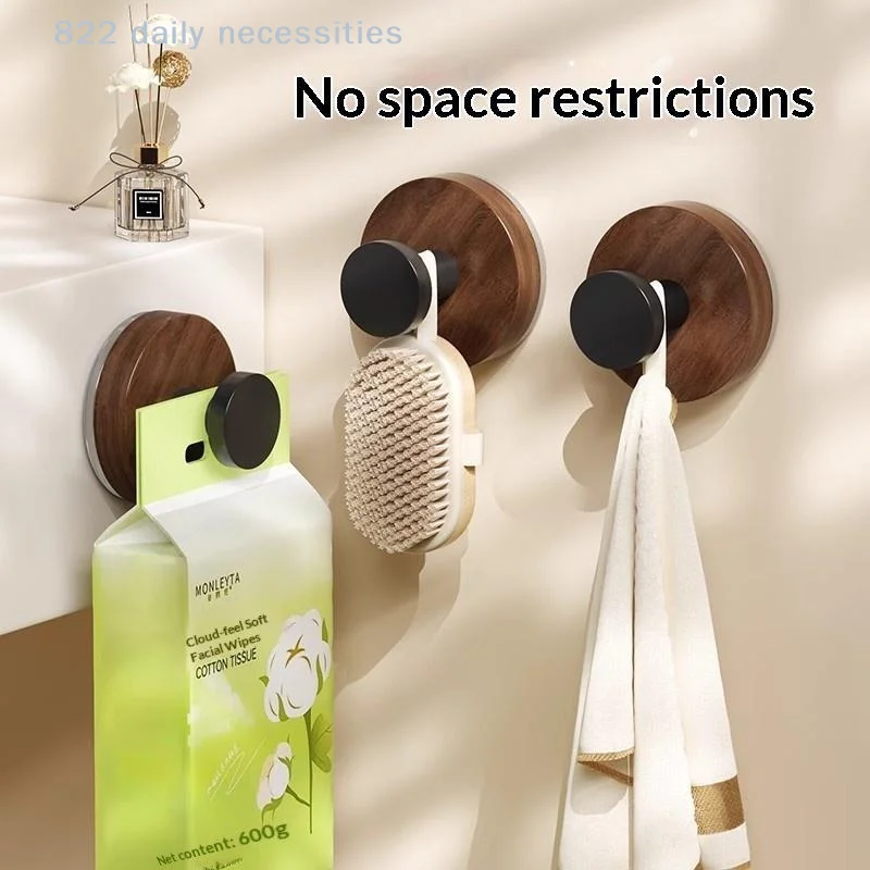 Walnut Wood Suction Cup Hooks Wall-Mounted Storage Rack for Door Back Clothes Towel Hanger Cabinet Drawers Handle Key Decor