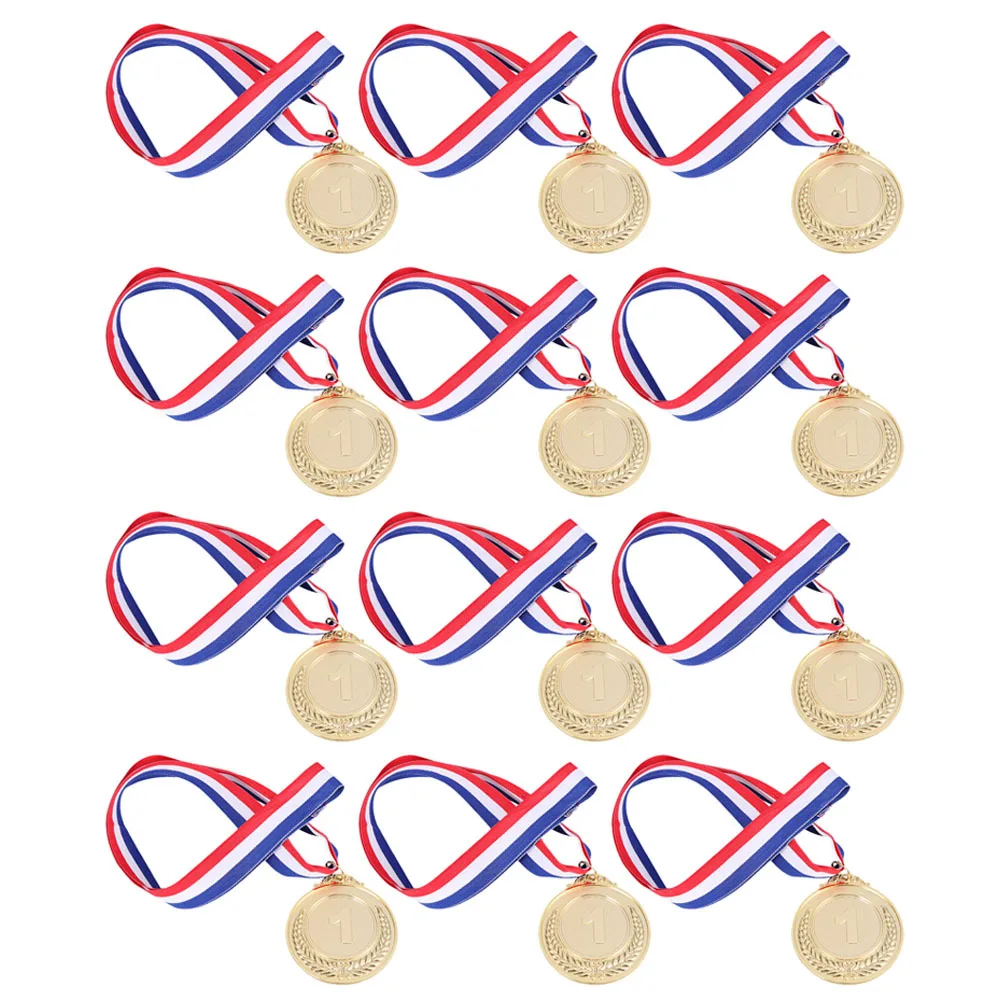

12pcs Metal Medals Small Round Decorative Awards For Sports Competition Reward Student Contest Ceremony School Event Desktop