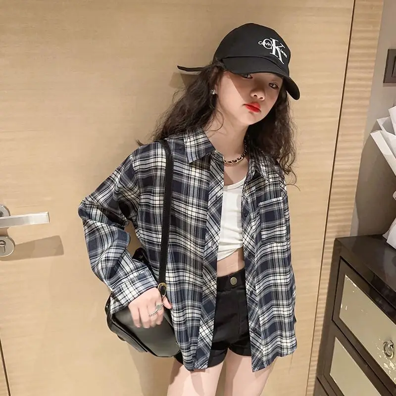 موضة 2025 الفتيات لطيف شبكة قميص الخريف الاطفال بلايز عادية كم طويل تي شيرت ملابس الأطفال في سن المراهقة 6 8 10 12 14 سنة