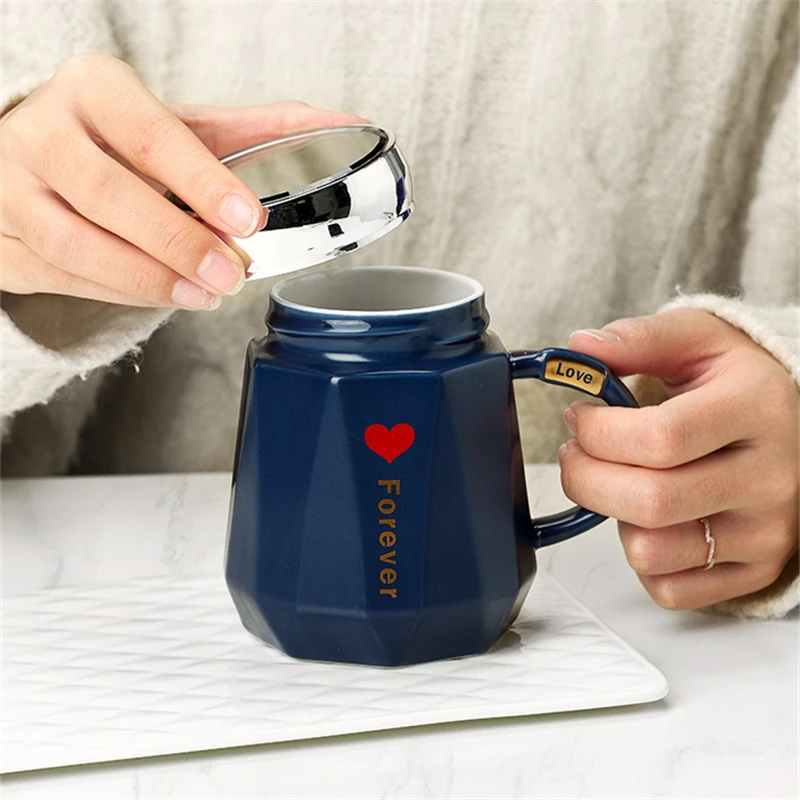 Creative Mirror Ceramic Coffee Tea Mugs High Capacity Beer Drinking Water Cups with Handle for Kitchen Tableware Home Office Use