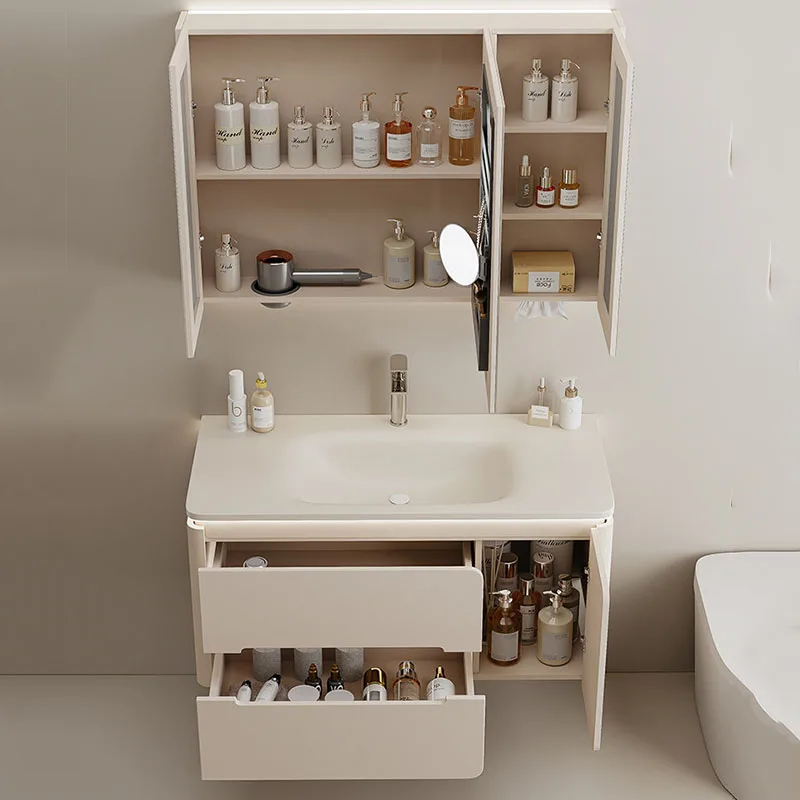 White Cream Bathroom Cabinet Luxury Nordic Design Accent Aesthetic Modern Cheap Cupboard Funky Gabinete Lounge Suite Furniture