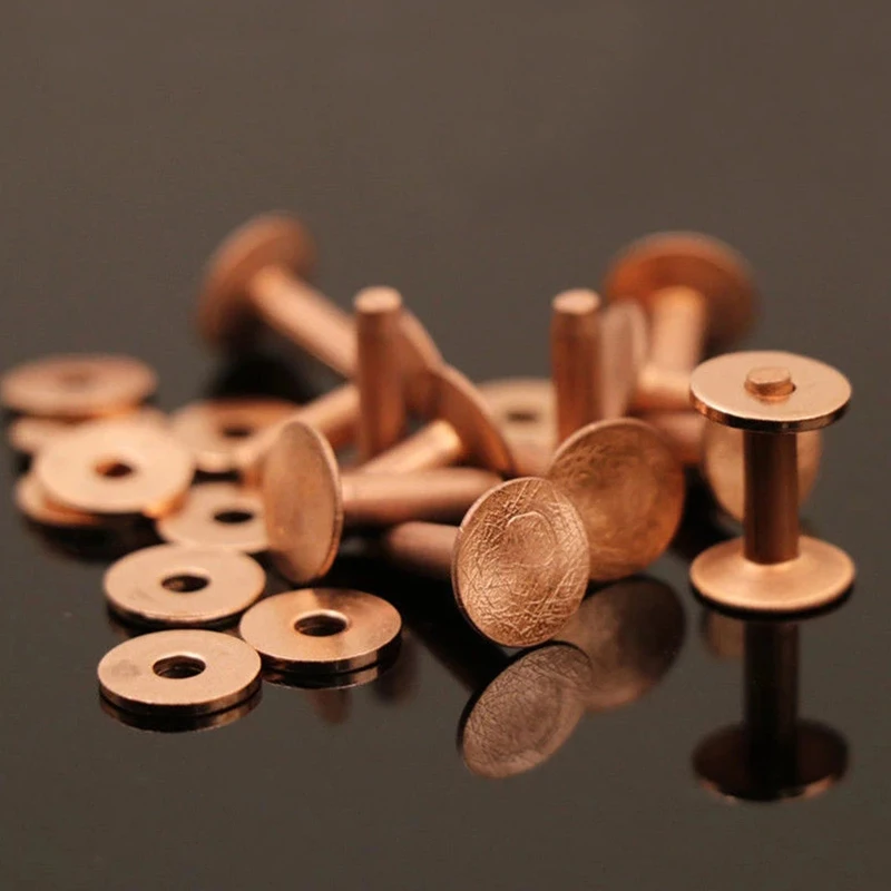 10 Set Solid Brass Leather Rivets With Burrs, Copper Rivet Studs Permanent Tack Fasteners Craft, Belts, Halters, Bridle