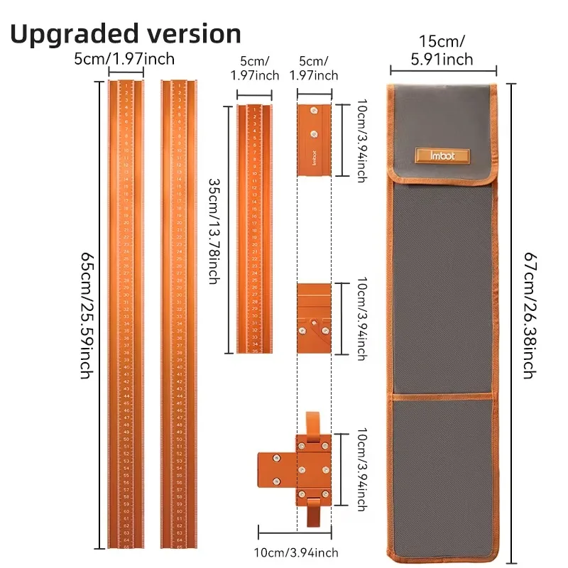 Heavy Duty Aluminum Precision Saw Rail and Ruler Integrated Wood Cutting Tool