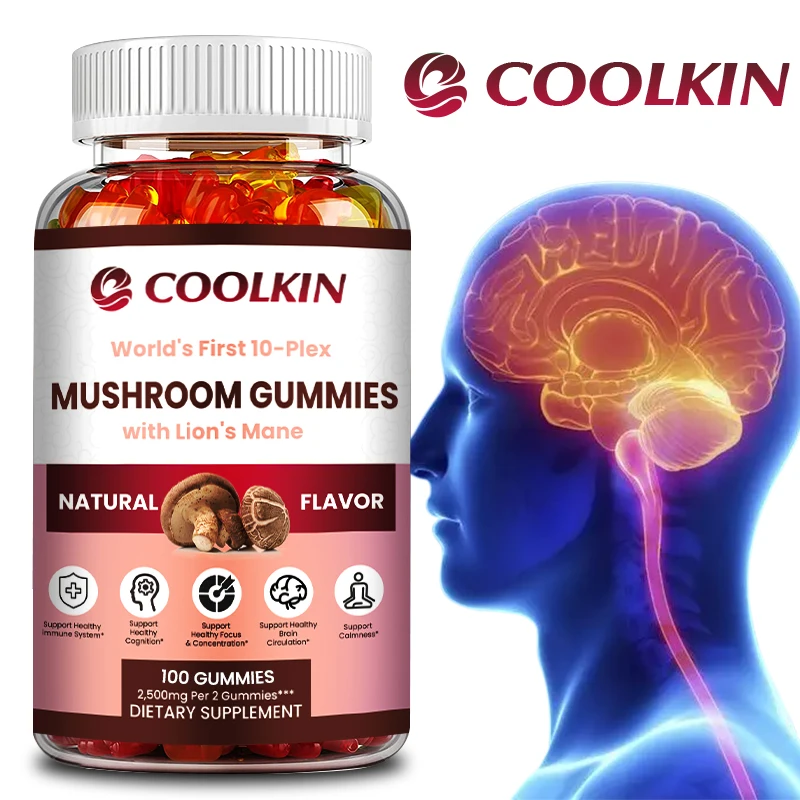 Mushroom Gummy Complex - Brain Supplement for Memory and Focus Relief Stress Better Mood