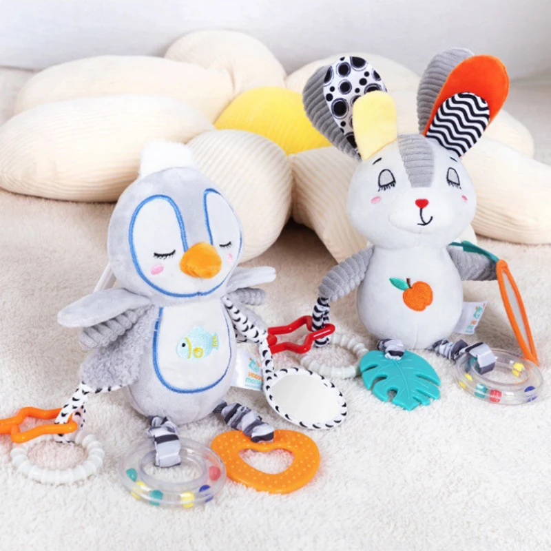 สีอ่อนจี้สัตว์ Plush Hand Bells การพัฒนาเด็กจี้ของเล่น Sensory ปฏิสัมพันธ์ประกอบ Appease ตุ๊กตาของขวัญ