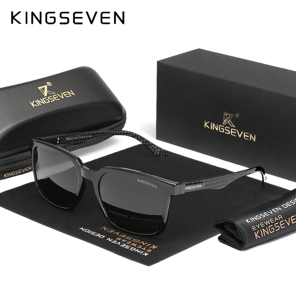 KINGESEVEN High Quality Men Sunglasses Carbon Fiber Frame Polarized UV400 Male Business Glasses Casual Outdoor Driving Eyewear