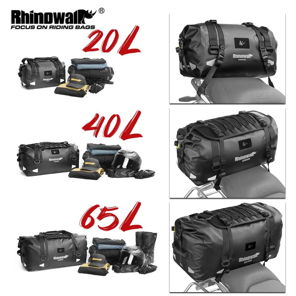 

Rhinowalk Motorcycle Duffle Tail Bag Waterproof 20L/40L/65L Motorcycle Side Pannier Back Seat Bag Motorbike Luggage Backpack