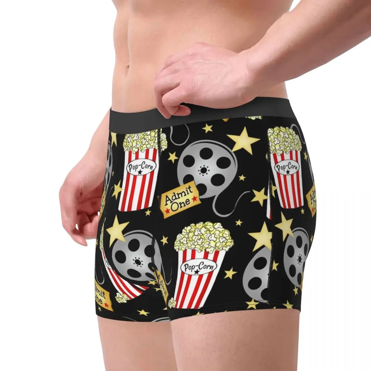 Man Movie Night Pop Corn Boxer Shorts Panties Breathable Underwear Production Film Cinema Male Sexy Underpants