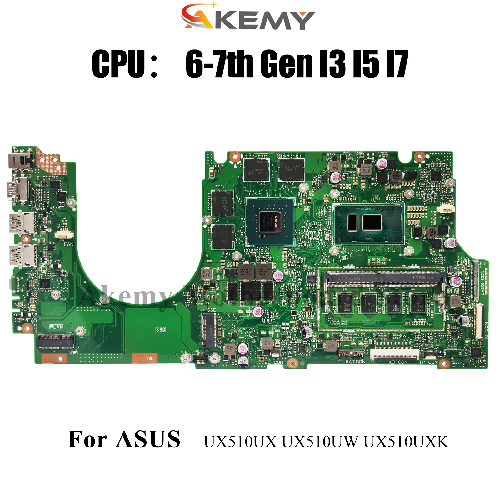 

UX510UX Laptop Motherboard For ASUS ZenBook V510U UX510UW UX510UXK UX510UWK UX510UX UX510U U5000U Mainboard With I3 I5 I7 CPU