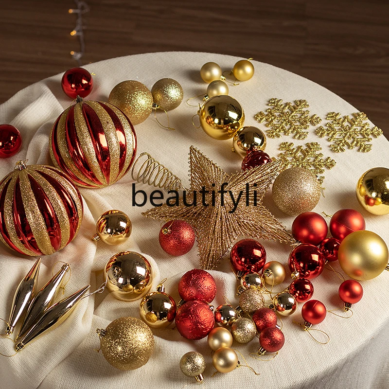 Christmas decoration gift package Diy pure accessories pendant gold red hanging ball luminous star snowflake bow