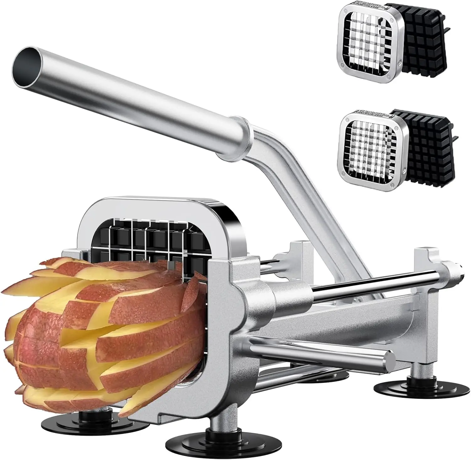

Heavy Duty French Fry Cutter with Stainless Steel Blades for Potatoes, Carrots, and More