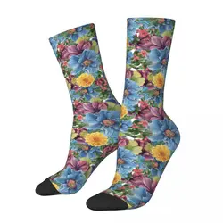 Colorful Flower Socks Winter Elegant Floral Print Stockings Funny Couple Warm Soft Socks Graphic Running Non Slip Socks