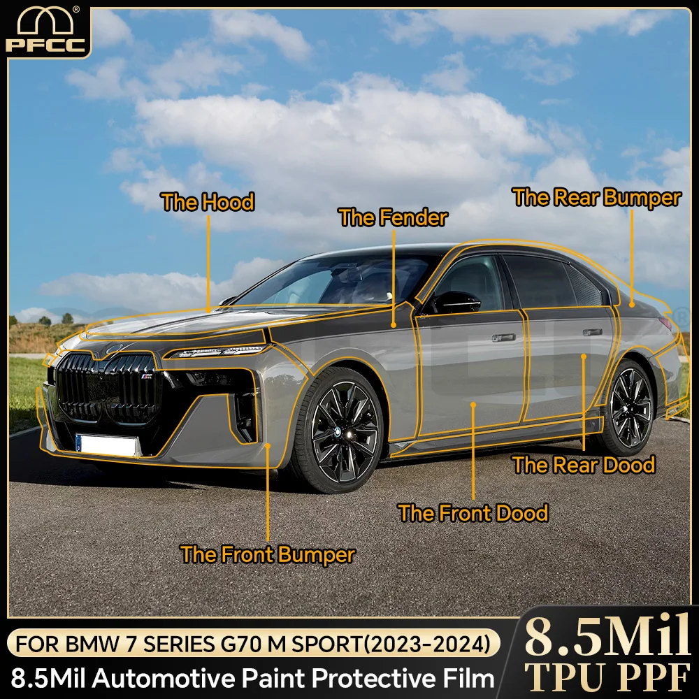 

PPF 8.5mil for BMW 7 Series G70 M Sport 2023 2024 TPU PPF Transparent Anti-scratch Pre Cut Paint Protection Car Body Sticker
