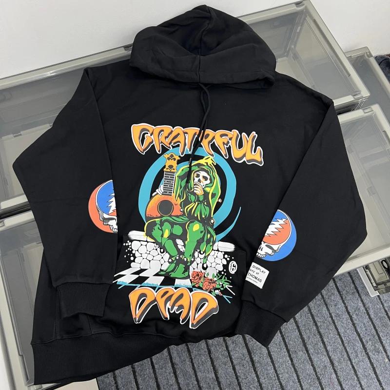 

Толстовка с принтом Monster Skeleton Band, осенне-зимняя, в стиле High Street Fashion, повседневная, свободного кроя, удобная, на флисовой подкладке