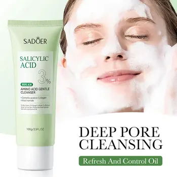 SADOER Salicylic Acid Facial Cleanser Face Wash Foam Face Cleanser Moisturizing Facial…