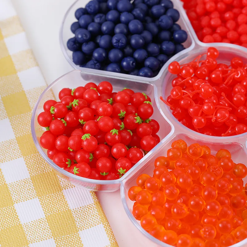 100pcs Simulation Mini Fake Fruit Strawberries Blueberry Cherry Caviar Mulberry Tomato Props For Home Decoration Accessories