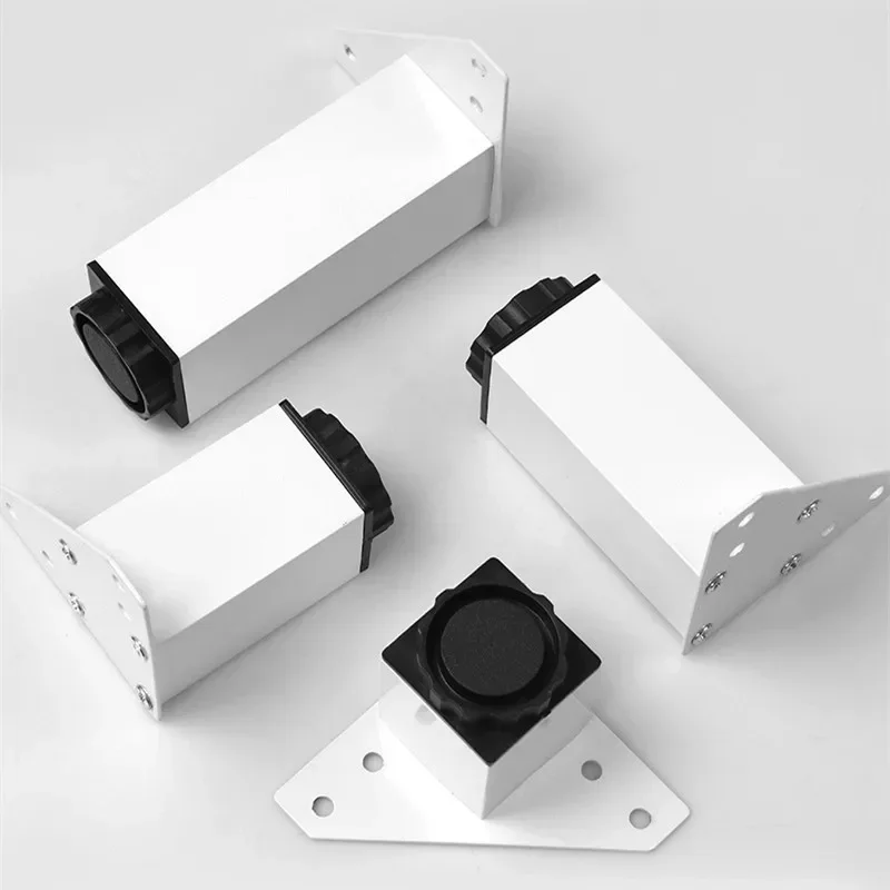 4Pcs Black and White Adjustable Legs Square Cabinet Feet Aluminum Alloy Cabinet Feet Bathroom Cabinet Feet