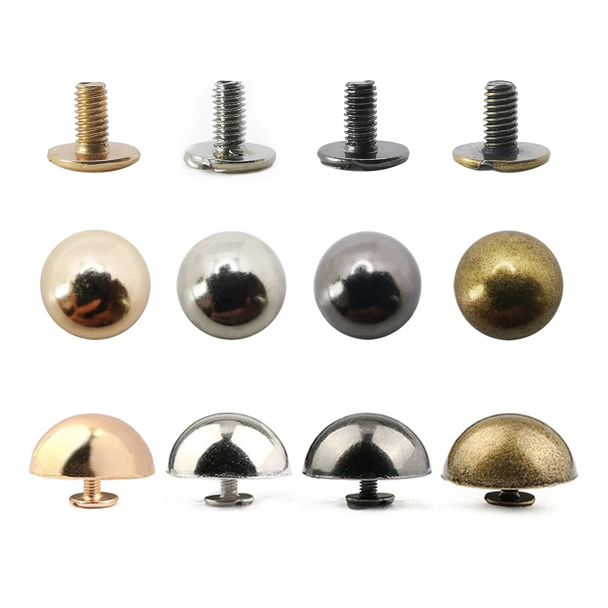 10sets Dome Cap Rivets Studs Round Head Spike Studs Punk Spots Garment Leather Belt Wallet Decor Fasteners Parts DIY Accessories