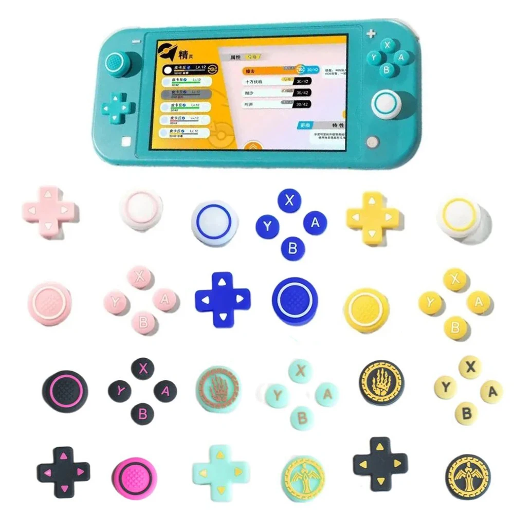 Silicone Soft D-pad Cross Direction Button ABXY Key Sticker Skin Case For Switch Lite Thumb Stick Grip Cap Cover Protector