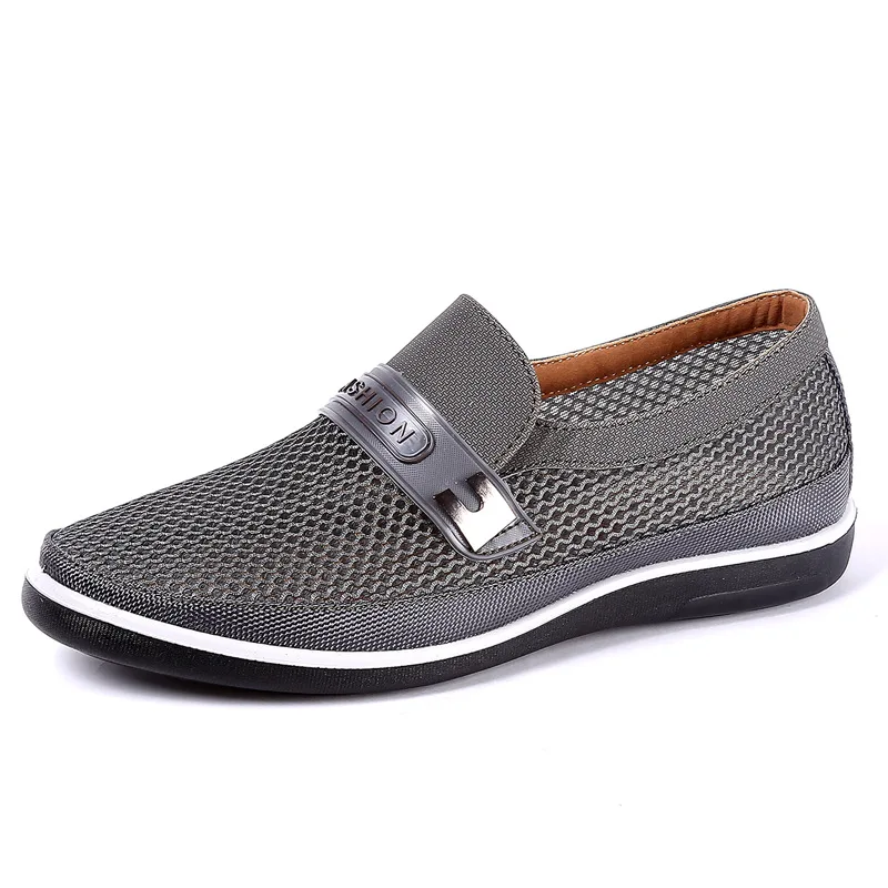 Summer Mesh Shoes Men Slip-On Flat Sapatos Hollow Out Comfortable Father Shoes Man Casual Moccasins Basic Espadrille 2023