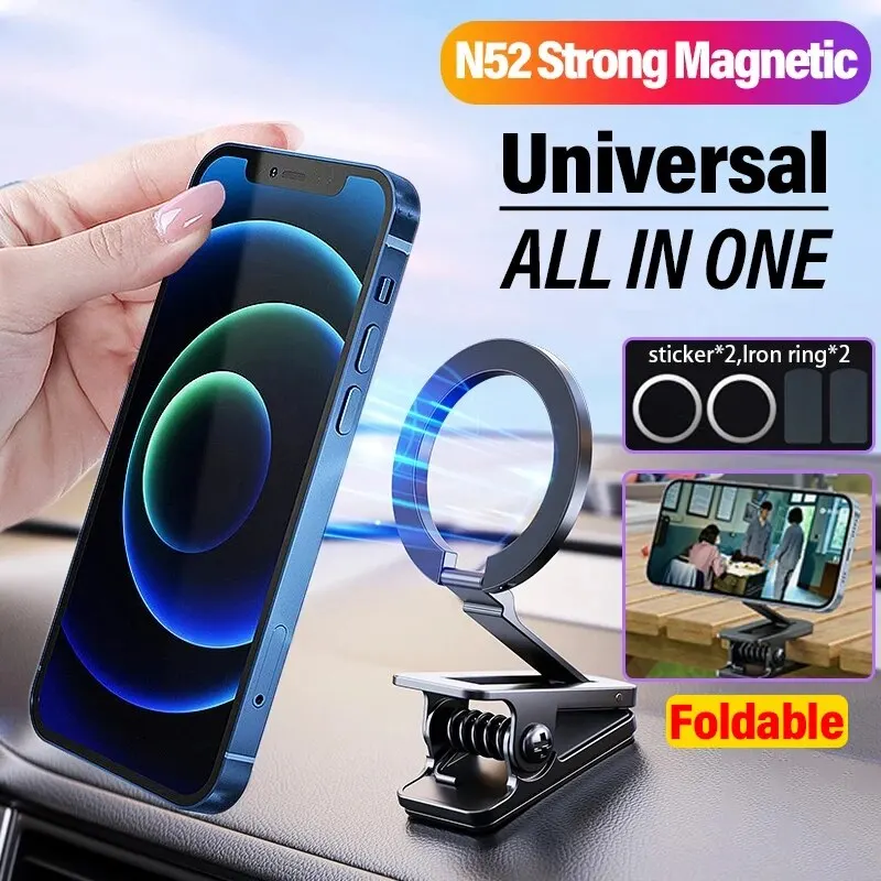 

Magnetic Car Phone Holder Mobile Mount For Macsafe iPhone Xiaomi Samsung Foldable Travel Airplane Bracket Kitchen GYM Stand Clip