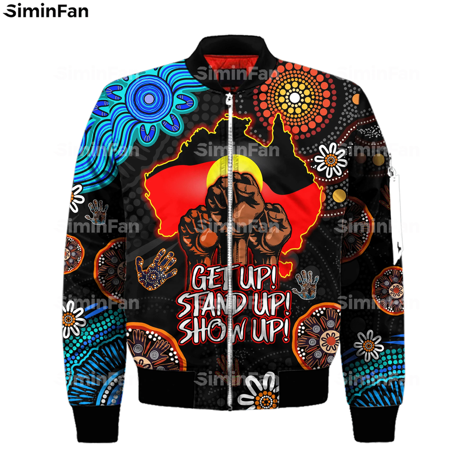 Aboriginal Naidoc Week Turtle Bird 3D Printed Bomber Jacket Men Winter Coat Female Outwear Unisex Streetwear Quilted Cotton 02