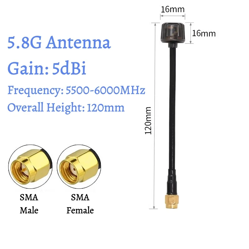 4.9G 5.8G Dual Frequency FPV Antenna RHCP SMA for FPV Racing Drones/RC Transmitters Omnidirectional Signal Enhancement High Gain