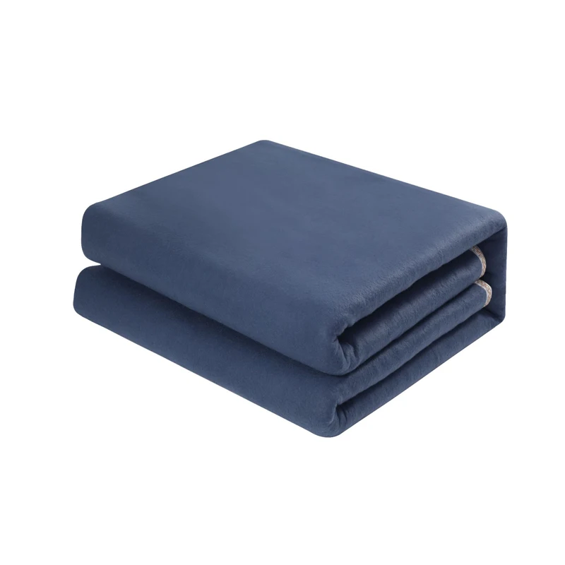 Manta calefactora de felpa azul sólido con enchufe de la UE del Reino Unido, manta calefactora eléctrica a prueba de humedad de tamaño doble individual con certificación de seguridad