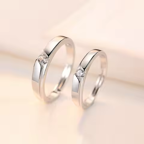 2PCS New 925 Sterling Silver Couple Ring 5A Zircon for Women Men Wedding Luxury Jewelry Charm Party Fashion High Quality Ring