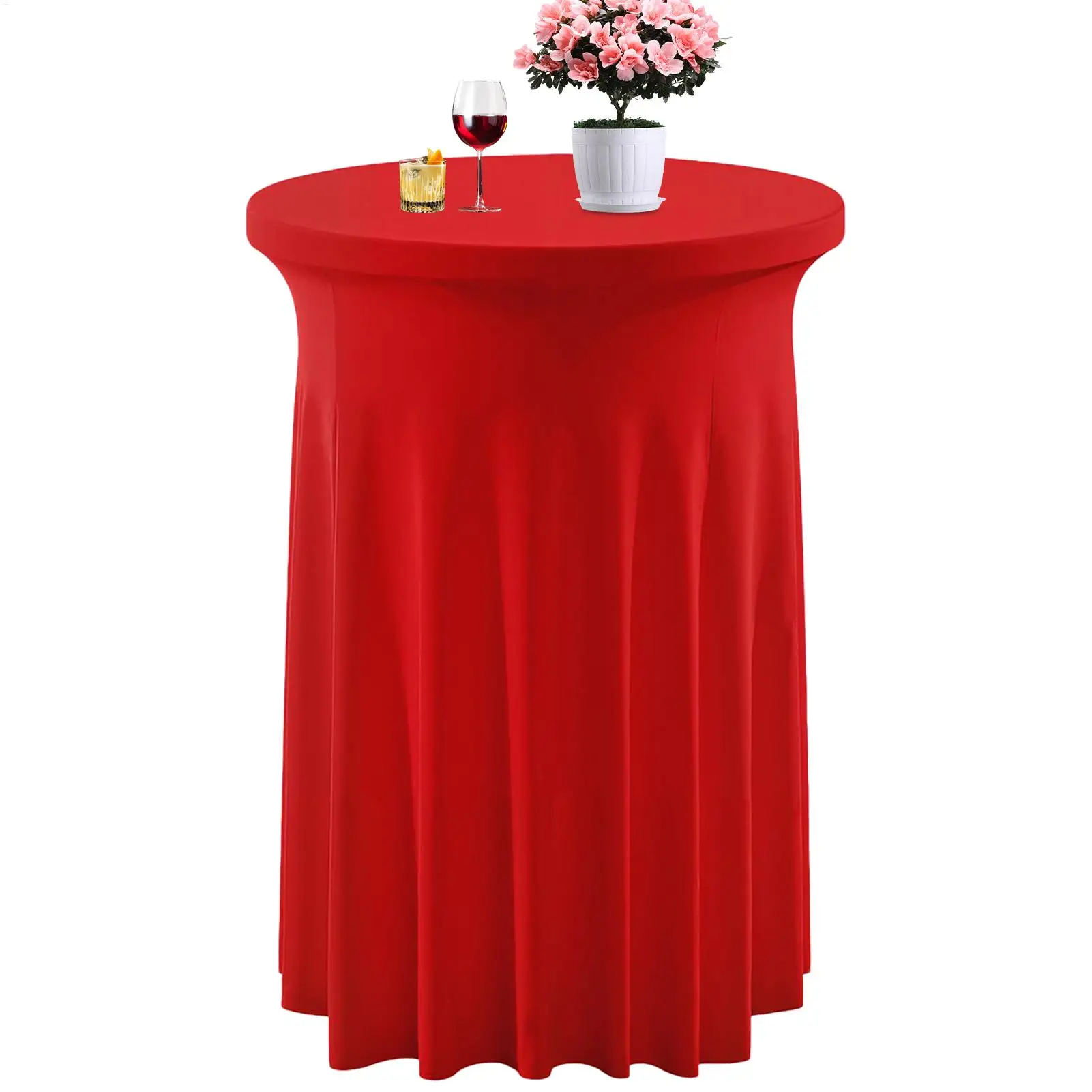 

High Top Table Covers Christmas Spandex Round Bar Table Skirt Washable Festive Banquet Decoration Supplies For Indoor Outdoor