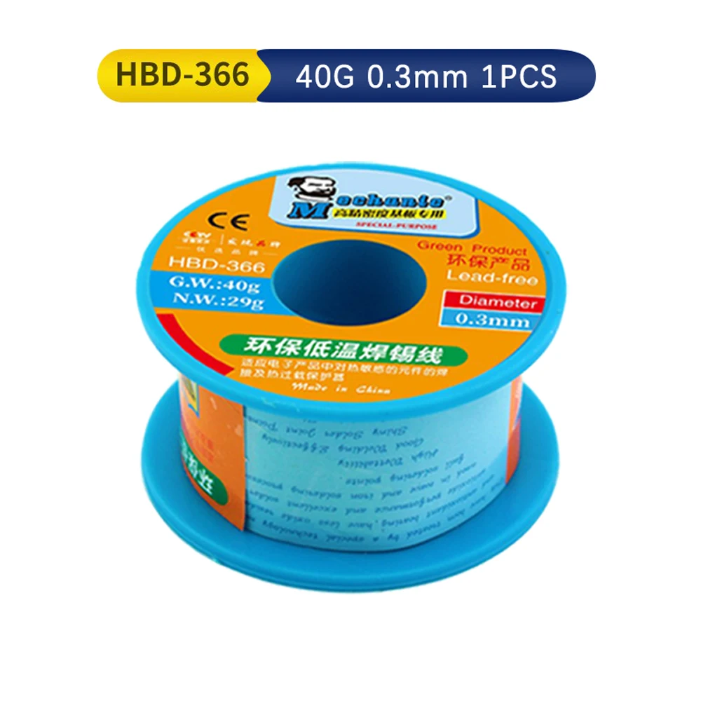 MECHANIKER Bleifrei Niedrigen Temperatur 0.3/0.4/0.5/0.6/0,8 MM 40g Solder Draht Hohe reinheit Niedrigen Schmelzpunkt Löten Draht Rolle
