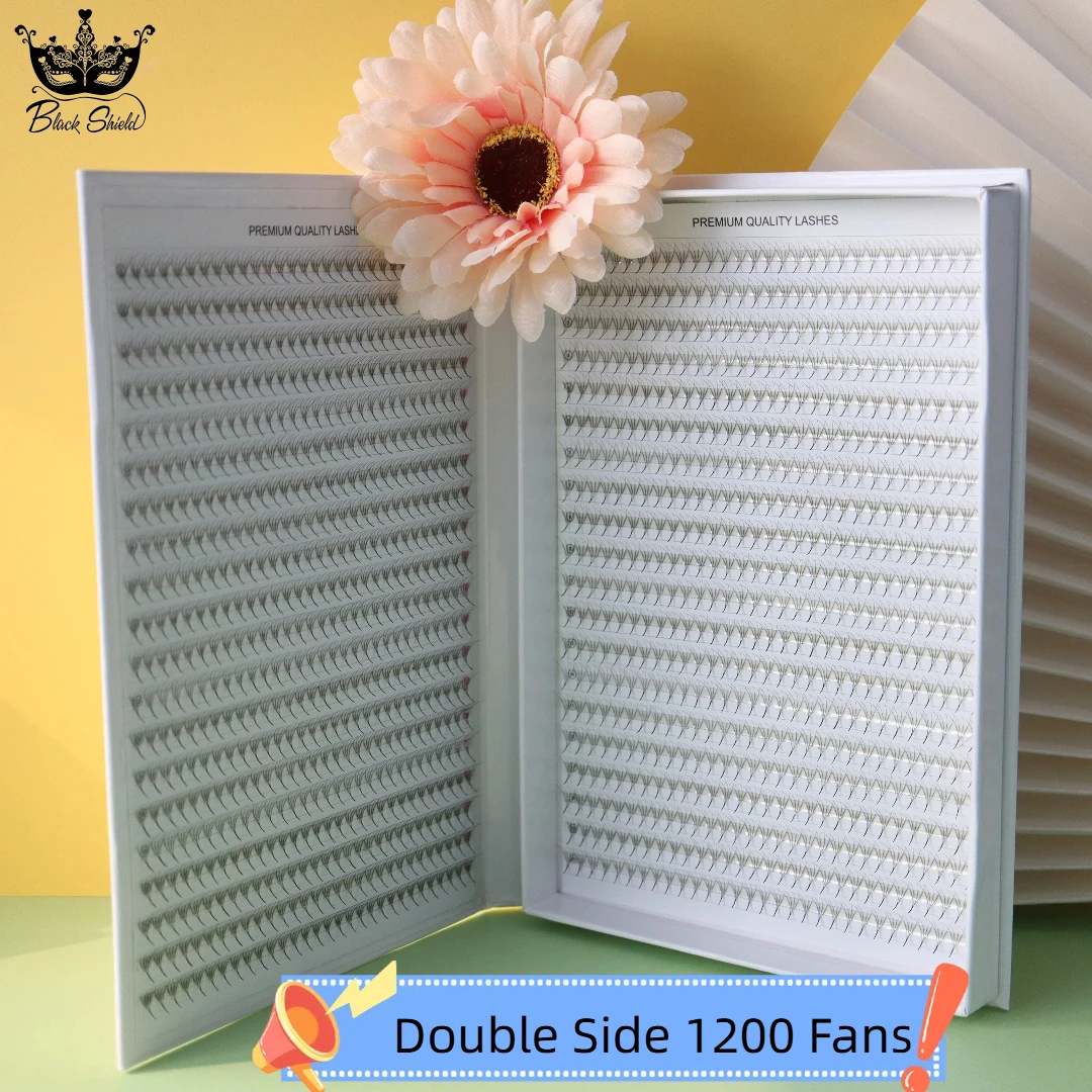 

1200 Fans Lashes XL Mega Tray Matte Ultra Dark Premade Volume Fan Pointy Base Promade Fans Eyelash Extensions Makeup Tools