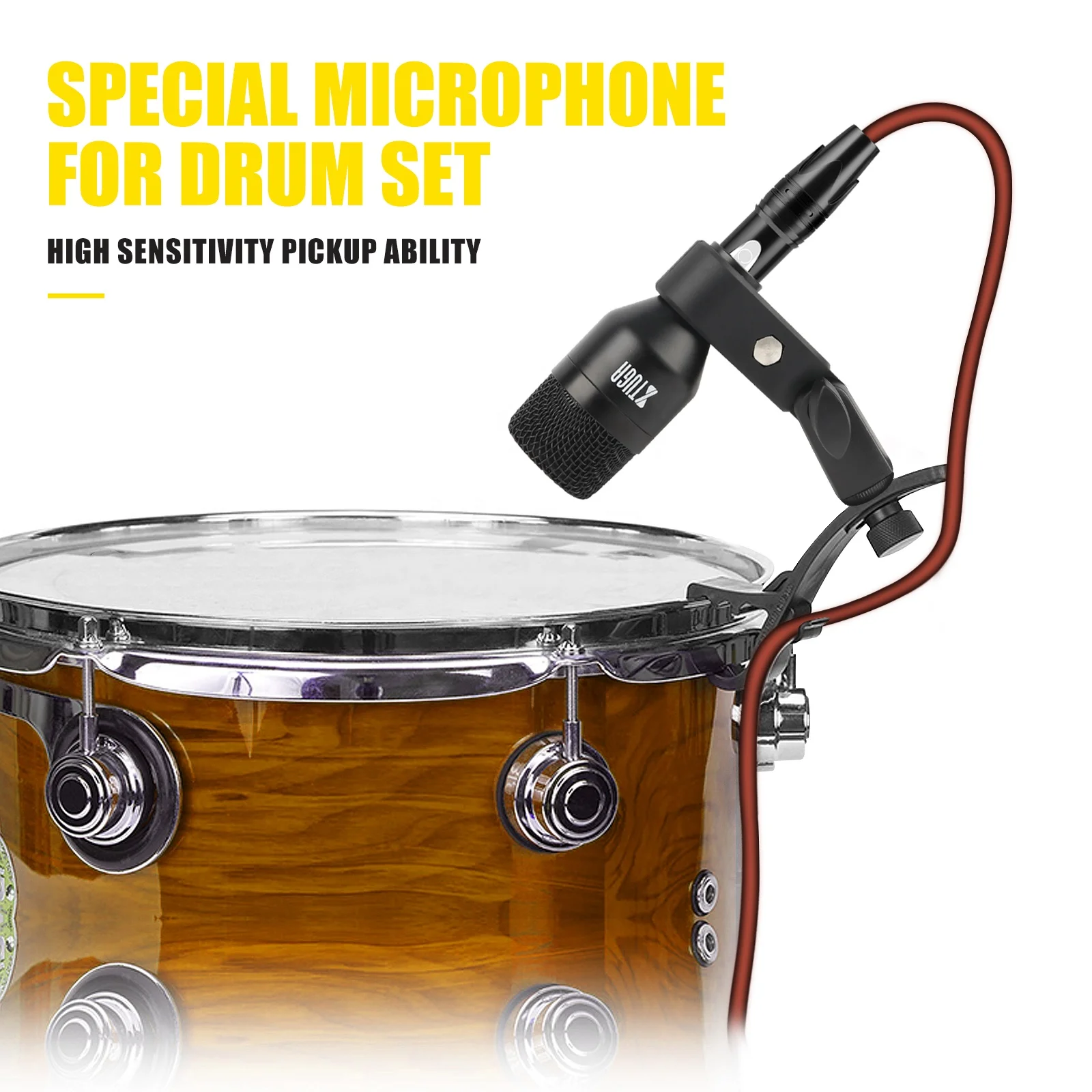 Set microfono per batteria da 7 pezzi audio classico Kit microfono per tamburo delicato con corpo nero da studio