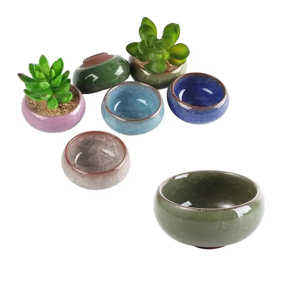 

Breathable Ice-Crack Glaze Ceramic Flowerpots Cute Thickened Succulent Flowerpot Perforated Mini Plants Planter Home Decoration