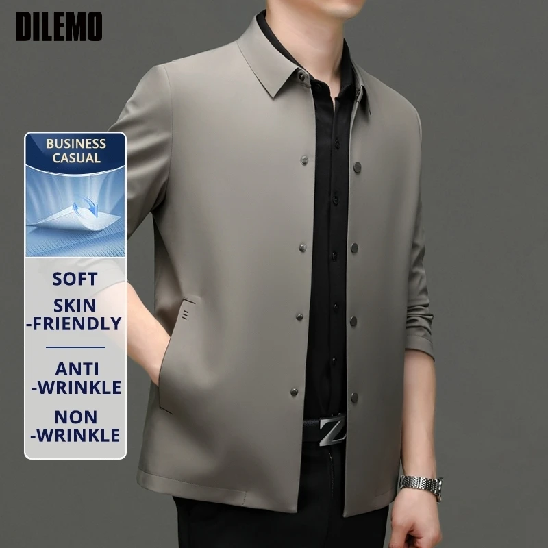 

Высококачественный мужской деловой повседневный однобортный пиджак против морщин, куртка для папы, ветровка среднего возраста, пальто для руководителей