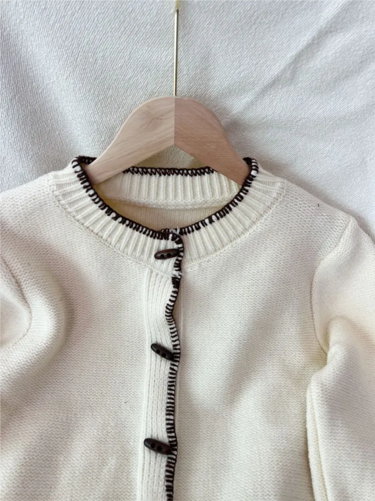 Новый вязаный кардиган с цветными блоками, осенне-зимний свитер с круглым вырезом в стиле ретро, повседневный женский свитер с длинными рукавами