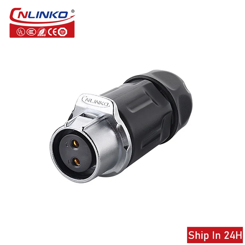 Cnlinko LP20 M20 Waterproof 2pin Industrial Male Female Plug Docking Joint AC 20A Power Connector for Solar Radio Video UAV LED