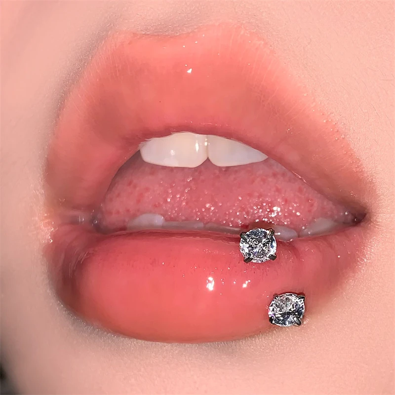 

Punk Sparkling Zircon Lip Ring Titanium Steel C-shaped Horseshoe Ring Piercing Lip Stud Sexy Hot girl Body Jewelry