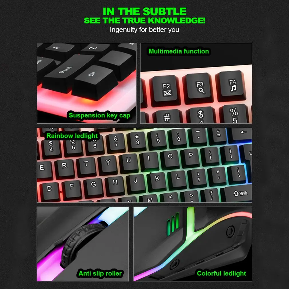 GTX350 Keyboard And Mouse For Computer PC RGB Gaming Keyboard Laptop Backlight Gamer Kit LED Wired USB Keyboard Dropshipping