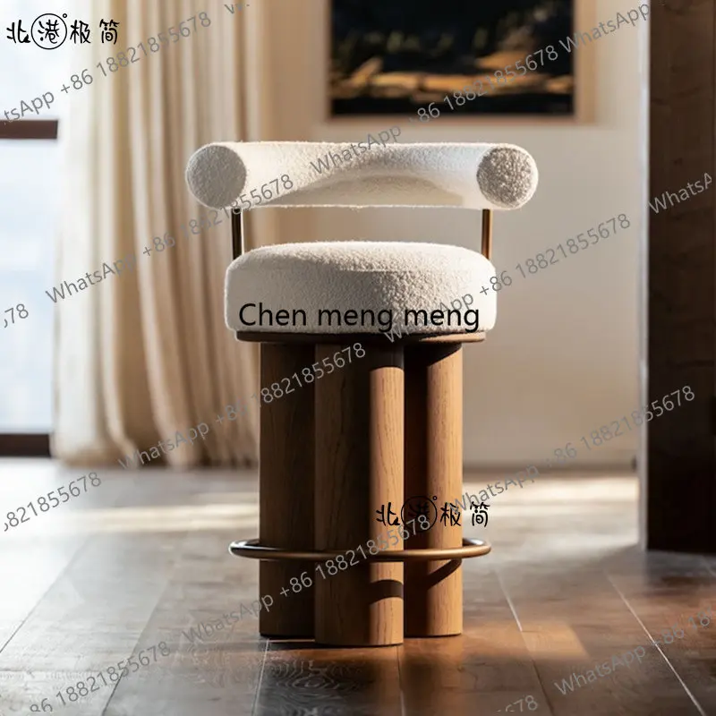 Solid wood bar chair Modern simple front desk high chair Bar island chair
