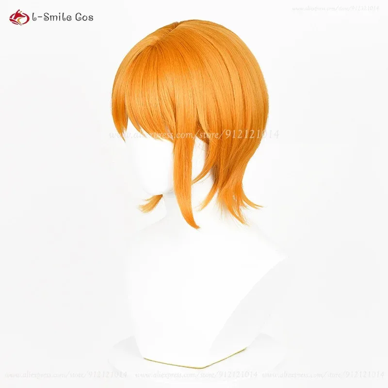 Parrucca cosplay Anime Sasagawa Kyoko 30 cm parrucche corte arancione giallo capelli sintetici resistenti al calore parrucche cosplay di Halloween + cappuccio per parrucca