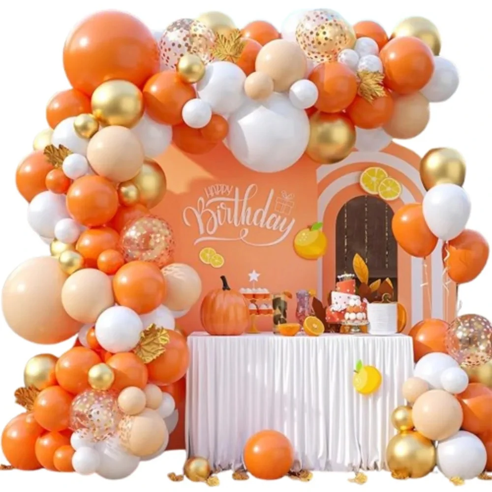 83pcs Orange and Gold Balloons Arch Garland kit,for Valentine's Day,Christmas,New Year's Day Birthday Weddings Baby Showers